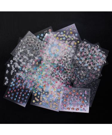 WOKOTO 50Pcs Self-adhesive 3D Nail Stickers - Floral Nail Decals for Women, Girls, Kids - Includes Tweezers - Buy Online on GoSupps.com