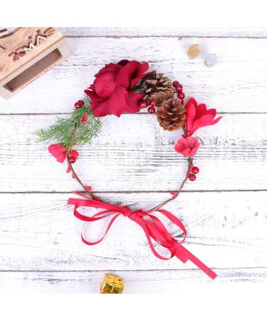 Beaupretty Christmas Hair Wreath Headdress - Natural Berries Rose Flowers & Leaves | Adjustable Band for Women - Buy Online on GoSupps.com