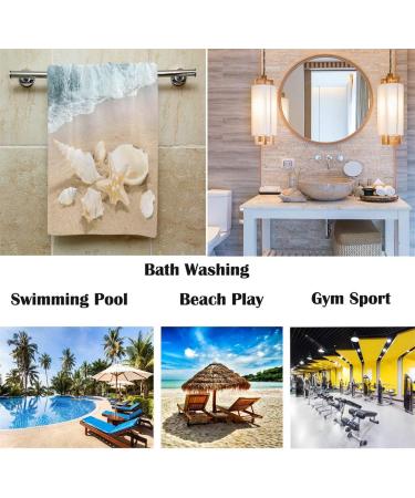 Wamika Beach Seashell Starfish Hand Towels - Ultra Soft Absorbent Bathroom Towel for Home & Gym - 16x30 - Buy Online on GoSupps.com