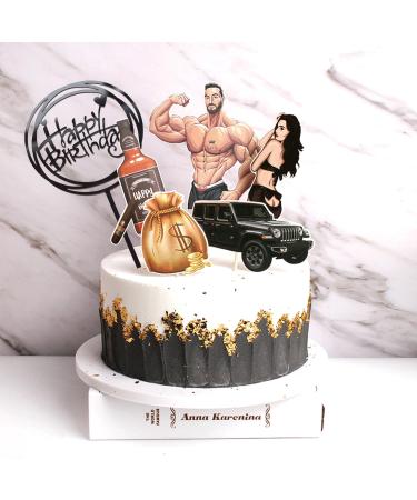 Birthday Cake Decorating Supplies Cake Accents for Men and Women Happy Birthday Theme Cake Decorations Beautiful Decorations for Baking Cakes (6 PCS)