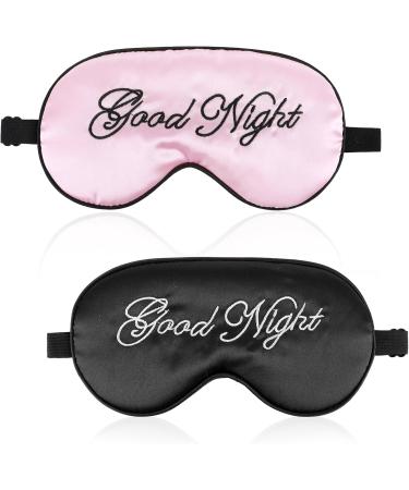 Sleep Mask 2 Pack Pure Silk Eye Masks with Adjustable Strap | Soft Satin Blindfold for Travel Napping & Meditation | Blackout Eye Shade for Men & Women (Black Powder - Buy Online on GoSupps.com