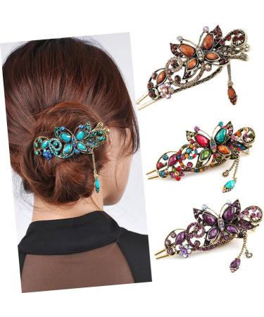Beaupretty French Hair Pin hair for women Rhinestones Hair Clips hair for buns french pin Hairpins metal hair clips for women Rhinestones hairpin hair clips for women bride - Buy Online on GoSupps.com