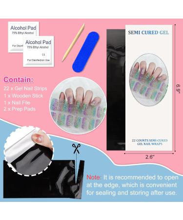 Ceboic 22-Piece Half-Hardened UV Gel Strips | Rainbow Sequins Full Wraps Nail Stickers | Self-Adhesive Salon Quality Gel Polish for Fingers & Toenails - Buy Online on GoSupps.com