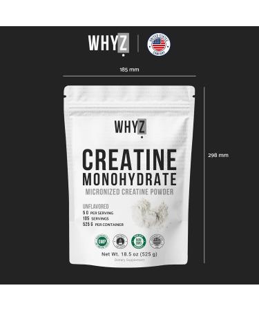 Creatine Monohydrate Powder, 525g, Micronized & Unflavored, Creatine Supplement for Men & Women, Muscle Support, Strength & Recovery, 105 Servings 1.16 Pound (Pack of 1) - Buy Online on GoSupps.com