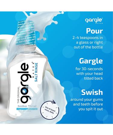 Natural Saline Gargle Water Mouthwash 12 fl oz - Soothes Dry Sore Throat - pH-Balanced Salt Rinse - Alcohol-Free & Dye-Free - (2pk) - Buy Online on GoSupps.com