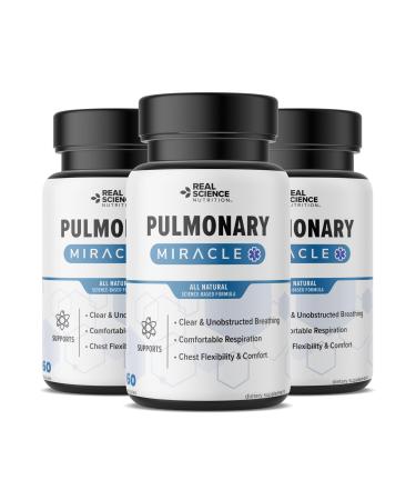 Pulmonary Miracle COPD Relief and Lung Detox Capsules to Clear Lungs & Aid Breathing - Lung Support Supplement with Vinitrox & GABA for Long-Term Cough & Respiratory Relief 60 Caps (Pack of 3) 3 Pack