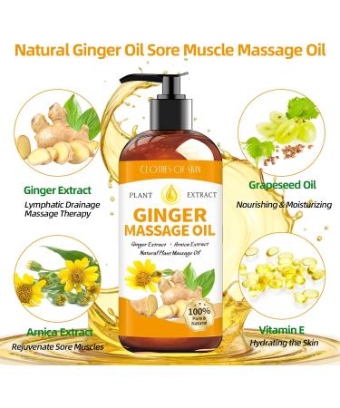 Ginger Oil Massage Therapy - Lymphatic Drainage & Sore Muscle Relief | Natural Ginger Body Oil with Arnica - Warming Soothing Gua Sha Massage Oil - Buy Online on GoSupps.com