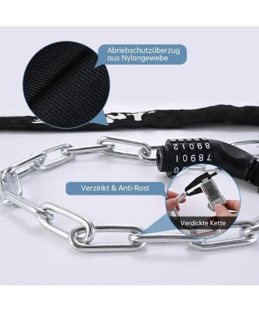 Zeleny High-Safety Bicycle Lock - 7mm 90cm Chain with 5-Digit Code for Bikes Motorcycles & e-Scooters - Buy Online on GoSupps.com