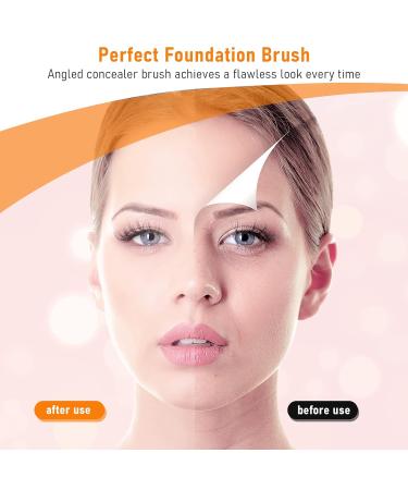 2-Piece Angled Concealer Brush Set - Under Eye & Foundation Brush for Liquid/Cream Makeup - Mini Nose Contour Brushes - Buy Online on GoSupps.com