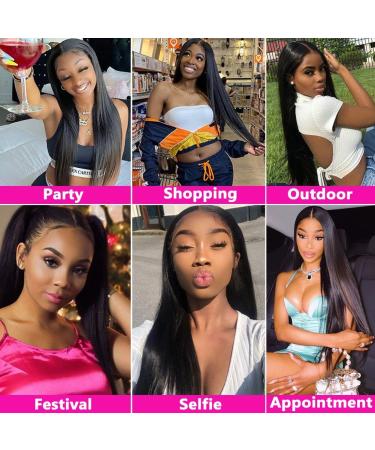 32 inch Brazilian Virgin Straight Lace Front Wig - 180% Density HD Lace Front Wig for Black Women - Buy Online on GoSupps.com