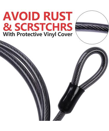 DELSWIN 15ft Heavy Duty Security Steel Cable with Loops - 3/8 inch Thick Vinyl Coated Braided Lock Cable for Bike, Generator, Kayak, Patio Furniture - 6ft Cable Option Available - Buy Online on GoSupps.com