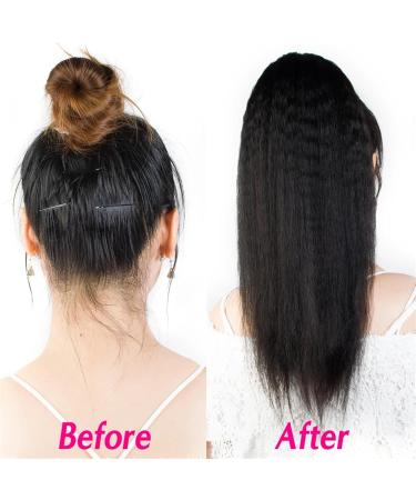 Ponytail Extension Kinky Straight Ponytail Long Yaki Straight Wrap Around Ponytail Extension for Black Women Brazilian Human Hair Ponytail Clip in Ponytail Hair Piece Ponytail Hairpiece for Women (C 22inches 100g Kinky Straight - Buy Online on GoSupps.com