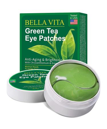 BELLA VITA Under Eye Patches Green Tea Under Collagen Eye Masks for Dark Circles Puffiness Eye Bag Wrinkles Under Eye Treatment for Men Women Anti-Aging Brightening Under Eye Gel Pads 30 Pairs