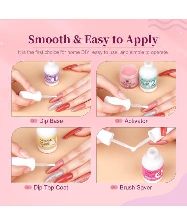 Saviland Dip Powder Liquid Set - 4+4 pcs French Manicure Starter Kit for Salon & DIY Use - Buy Online on GoSupps.com