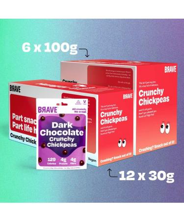  BRAVE BRAVE Roasted Chickpeas: Healthy Low-Calorie Snack - Dark Chocolate (12 packs of 30g) - Buy Online on GoSupps.com