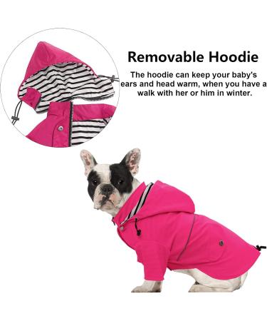 Minezi XL Pink Waterproof Dog Coat with Zipper & Reflective Buttons | Adjustable Shoulder Strap & Removable Hood - Perfect for Clean and Stylish Pets - Buy Online on GoSupps.com