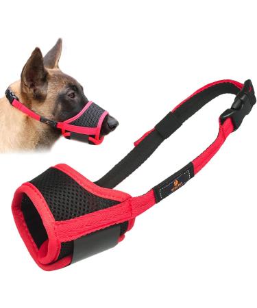 Muzzle for dogs muzzle with Velcro fastener bite bite safe barking and chewing with adjustable loop breathable mesh - red s s red