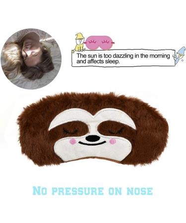Ulife Mall Cute Sloth Funny Animal Eye Mask for Sleeping | Soft Fluffy Plush Blindfold for Women Men Girls Kids | Breathable Silk Cover for Night Nap, Travel, Meditation - Brown - Buy Online on GoSupps.com