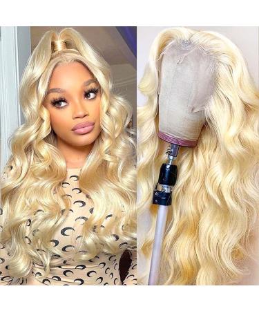 613 Blonde Lace Front Wigs Human Hair 13x4 613 HD Lace Frontal Wig Blonde 180% Density Brazilian Virgin Body Wave Lace Front Wigs Human Hair - 613 HD Lace Frontal Wig Pre Plucked With Baby Hair 20 Inch