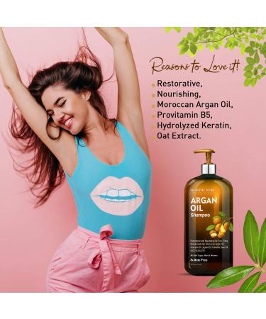 Majestic Pure Argan Oil Shampoo - Vitamin Enriched Hair Restoration Formula - Sulfate Free - 16 fl. oz - Buy Online on GoSupps.com