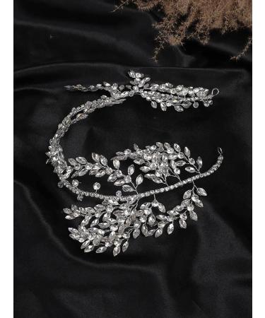 Deniferymakeup Rhinestone Wedding Hair Accessory Crystal Headband for Bride Crystal Leaves Hairstyles for Wedding - Buy Online on GoSupps.com