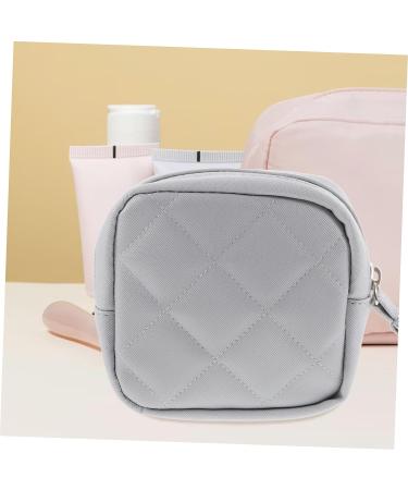 GLEAVI Mini Makeup Kit & Period Pouch - Portable Storage Bag for Women - Pu Grey Leather - 13x13cm - Buy Online on GoSupps.com