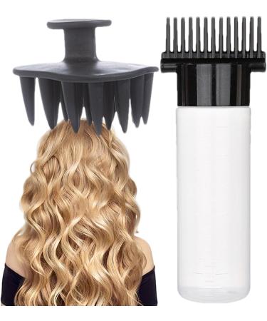 Comb Bottle Applicator | 180ml Portable Oil Comb Applicator Bottle - Scalp Bottle Applicator Hair Oil Bottle with Comb for Hair Hairdressing Coloring Black Third Generation - Buy Online on GoSupps.com