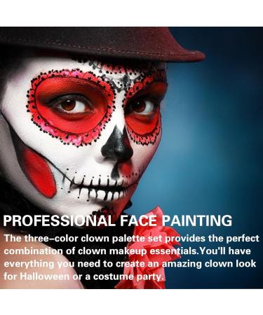 Clown Makeup Kit | Black White Red Face & Body Paint for Halloween SFX Cosplay Joker Zombie & Vampire Looks - Buy Online on GoSupps.com