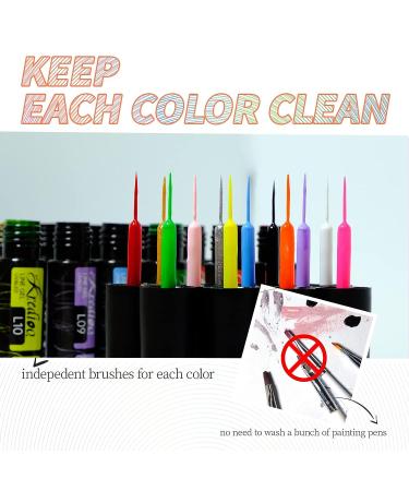 Kredioo Gel Polish Nail Liner Set - 12 Soak Off Colors for Artistic Nail Designs | Thin Brush for Salon Quality Painted Lines - Golden, Silver, Neon | Gift Package Included - Buy Online on GoSupps.com