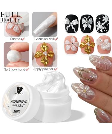 Nail sculpting gel - 3D sculpting builder non-cabbage modeling glue | White pearly satin texture soft candy design gel for nail extensions pinching - Buy Online on GoSupps.com
