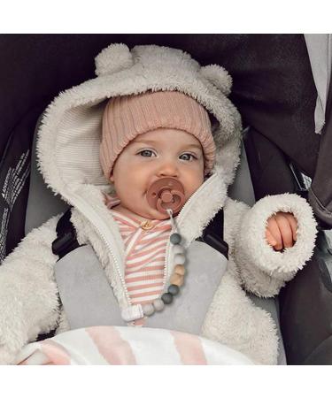 Kowlone Dummy Clips - Soother Pacifier Chain Holder for Boys Girls Unisex Newborn Dummies (Grey Beige) - Buy Online on GoSupps.com