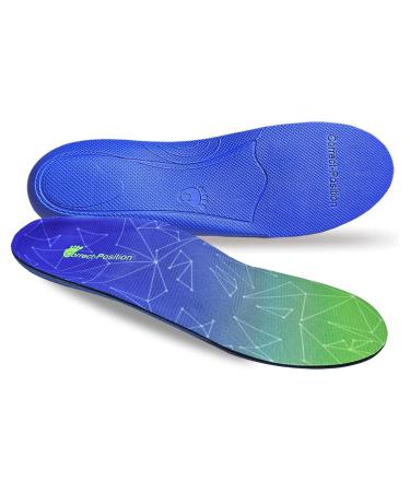 Correct-Position Arch Support Insoles for Plantar Fasciitis & Flat Feet Pain Relief with Shock Absorbing Comfort Blue Mens 12 - 13 | Womens 14 - 15