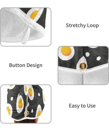 Seamless Fried Eggs & Polka Dots Hair Towel 2 Pack - Super Absorbent Quick Dry Hair Turbans for Women & Girls - Buy Online on GoSupps.com
