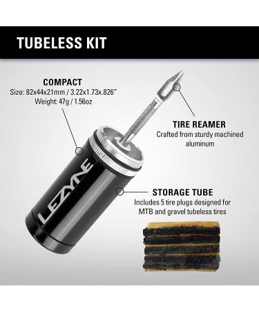 LEZYNE Tubeless Bike Tire Repair Kit - Mountain & Gravel, 5 Thick Plugs, Ream & Storage Tube, Compact Design - Fix Punctures & Flats On The Go | Black - Buy Online on GoSupps.com