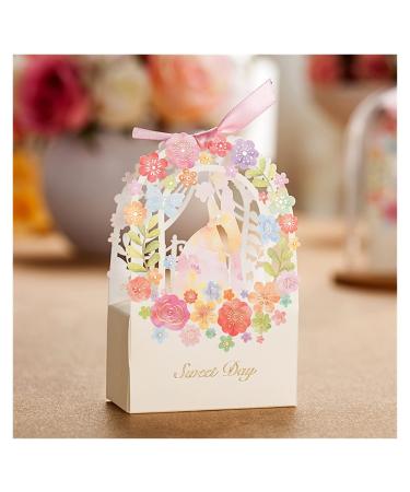 Candy Box 50 Pieces/multiple Pieces Wedding Event Party Decoration Bride Groom Style Candy Box Flower Gift Bag Wedding Gift For Guests (Color : A)
