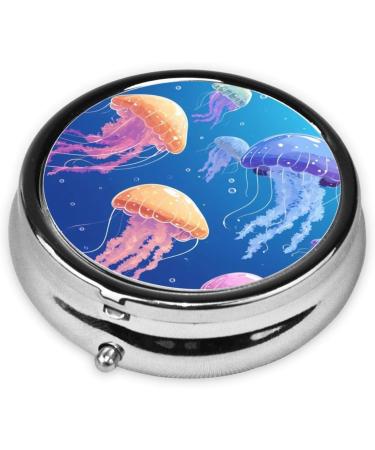 Jellyfish Jellies Portable Metal Pill Box - Round Mini 3-Compartment Design for Small Pills | Ideal Travel Accessory - Black - Buy Online on GoSupps.com