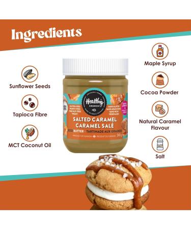 Healthy Crunch Seed Butter - Salted Caramel Flavor 6 Units x 340g - Sunflower Butter Nut Butter Alternative Perfect for Smoothies Snacks Baking - Plant-Based Gluten-Free Non-GMO Vegan-Friendly - Buy Online on GoSupps.com