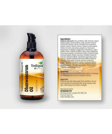 VEDIQUE Dhanwantaram Oil 100ml - Ayurvedic Massage Oil with 25+ Herbs | Vata Balancing | All Natural - Buy Online on GoSupps.com