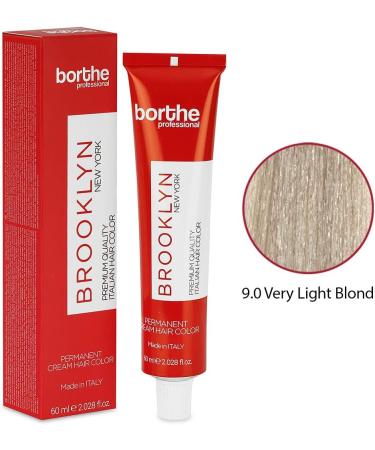 BORTHE Professional Permanent Long Lasting Hair Colour/Dye 60ml Made in Italy Gentle on Your Scalp Permanent Hair Dye %100 White Hair Coverage No Harsh Chemicals - 9.0 Very Light Blonde - Buy Online on GoSupps.com