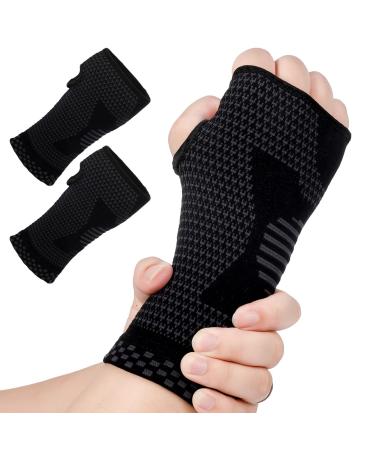 2pcs Copper Compression Hand and Wrist Sleeves Brace Wrist Support Sleeve for Men & Women Left/Right Palm Hand Support for Improve Circulation Hand Instability Relieve hand & Wrist Discomfort (M)