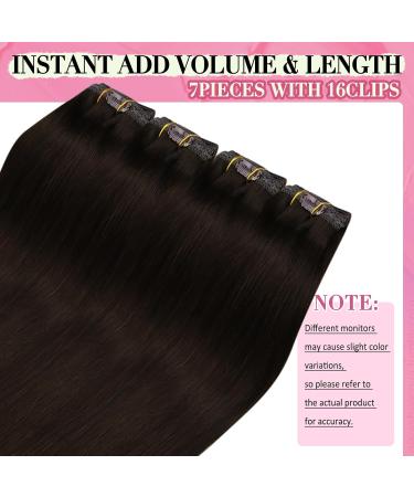 Youngsee Clip-In Extensions | Real Hair Brown 40 cm | Smooth Remy Hair Extensions (120g) - Dark Brown 7PCs - Buy Online on GoSupps.com