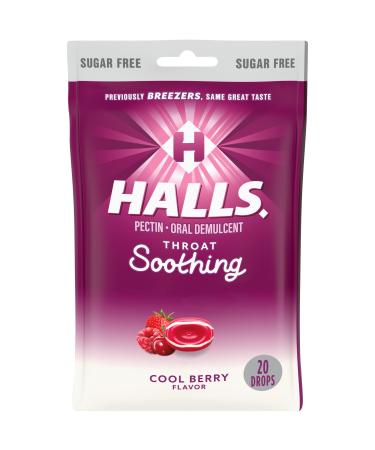 HALLS Breezers Cool Berry Sugar Free Throat Drops 20 Drops
