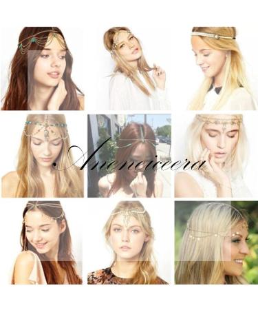 Aneneicera Boho Layered Turquoise Head Chain | Gold Teardrop Hair Accessories for Women & Girls - Perfect for Festivals Proms & Weddings - Buy Online on GoSupps.com