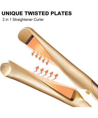 2-in-1 Twist Straightening Curling Iron - 5 Temp Settings - Hair Straightener and Curler - LED Display - Dual Voltage - A-Gold - Buy Online on GoSupps.com