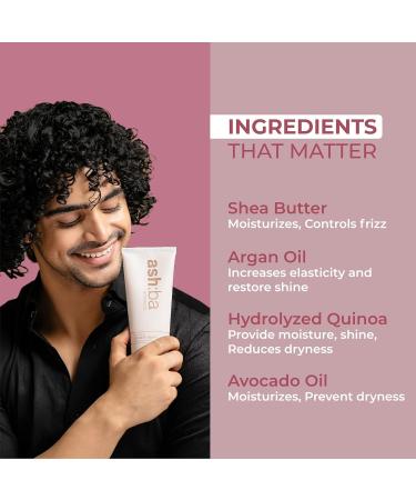Ashba-Botanics-Nourishing Conditioner for dry & Frizzy Hair | Deep Conditioning & Hydration For Wavy & Curly Hair | With Shea Butter Argan & Green Tea | Natural - Silicone & Paraben Free - 200ml - Buy Online on GoSupps.com