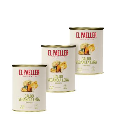 EL PAELLER - Bouillon de L gumes | 100% V gan | Cuit au Feu de Bois avec des Ingr dients 100% Naturels | Certifi Vegan Food | Id al pour Paellas et Riz | Pack de 3 unit s 3 Litres | Sans Conservateu