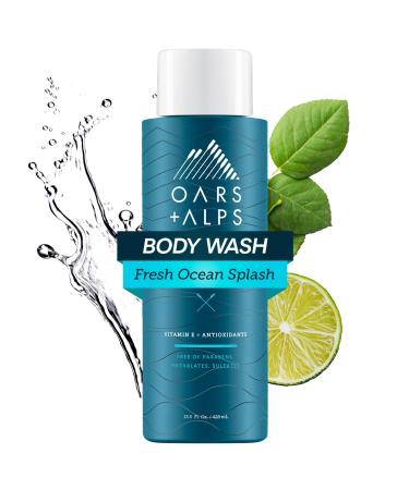 Oars + Alps Body Wash for Men Mens Body Wash with Vitamin E and Antioxidants Moisturizing Hydrating Paraben & Sulfate Free Cleanser Fresh Ocean Splash 1pk Fresh Ocean Splash 13.5 Fl Oz (1 Pack)
