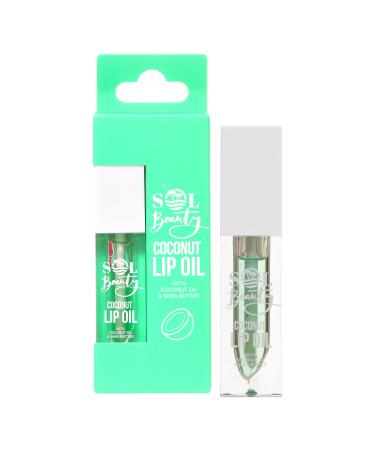 Sol Beauty Coconut Scented Lip Oil with Coconut Extract and Shea Butter Nourishes Moisturizes and Softens Your Lips Vegan Friendly and Cruelty Free Lip Oil 3g