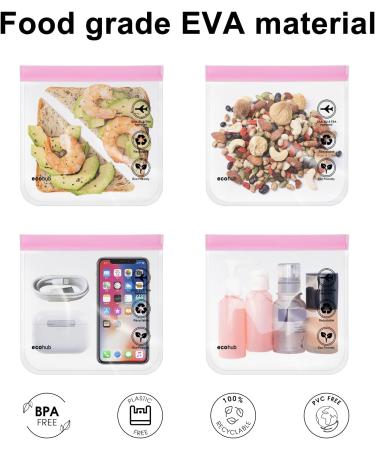 ECOHUB TSA Approved Clear Airport Liquid Bags 20x20cm, Set of 2 Pink Travel Toiletry Bags for Men and Women - Airline Approved Plastic Zip Lock Bags - Buy Online on GoSupps.com