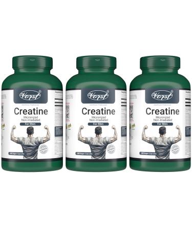 VORST Creatine Supplement for Men 3 x 180 Vegan Capsules | Monohydrate Micronized Non Irradiated | Pills for Adults of All Ages | 3 Bottles 540 count (Pack of 1)